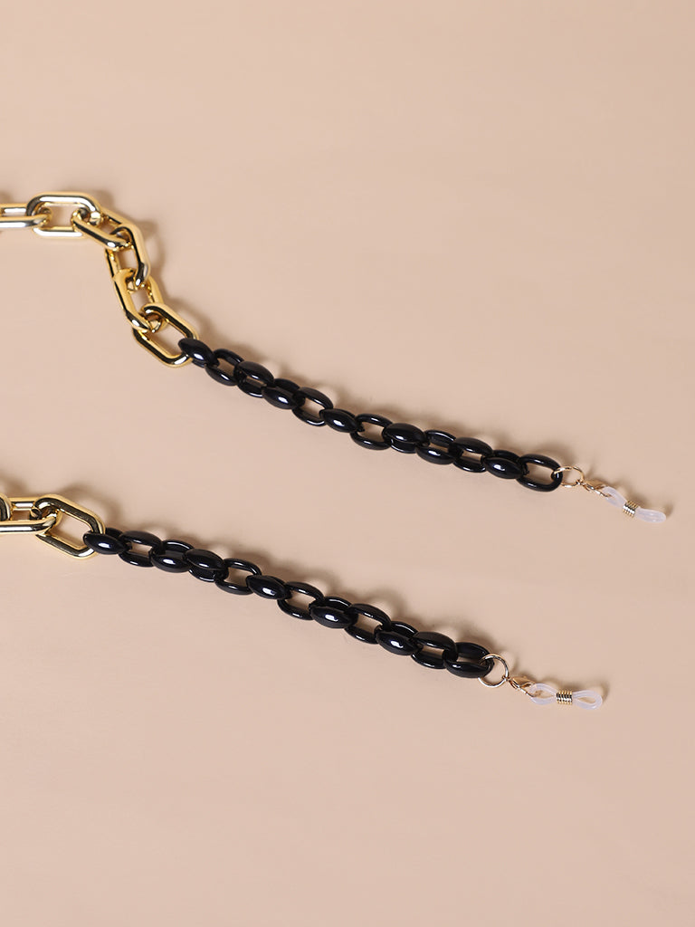 Misbeliv Gold And Black Braided Acrylic Sunglasses Chain