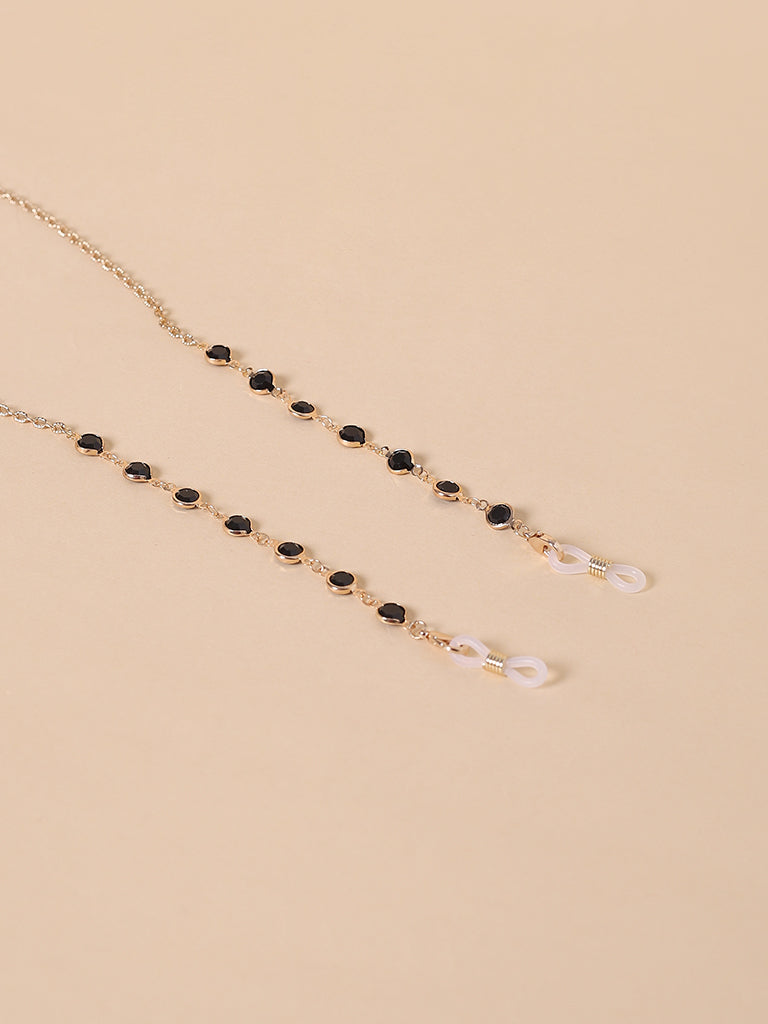 Misbeliv Gold-Tone And Black Stone Sunglasses Chain