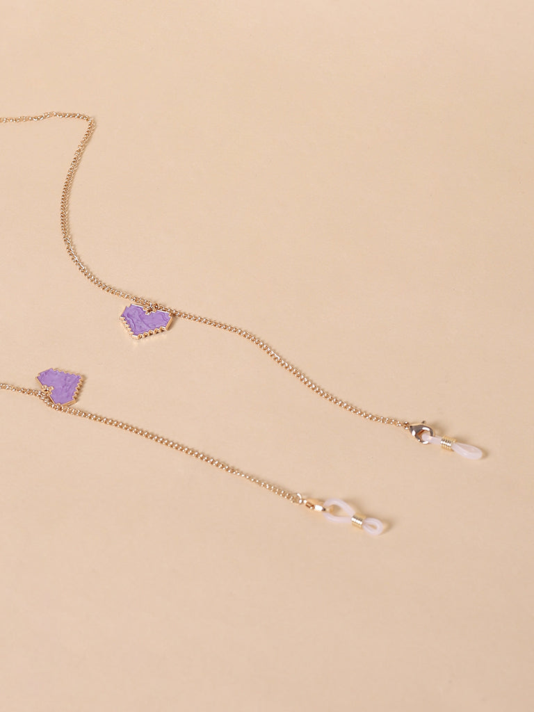 Misbeliv Pink Heart-Shaped Gold-Tone Sunglasses Chain.