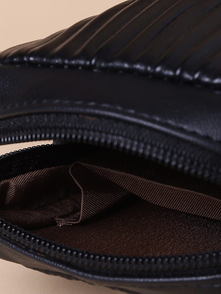 Misbu Black Stripe Textured Mobile Sling Bag