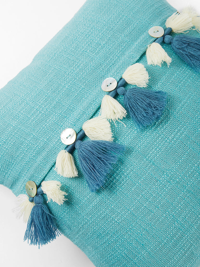 Misbu Blue Cushion Cover with Tassel