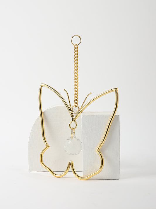 Misbu Butterfly Wall Hanging with Crystal in Gold