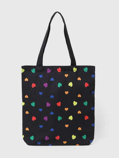 Misbu Black Heart Shopper Tote Bag