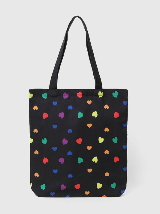 Misbu Black Heart Shopper Tote Bag
