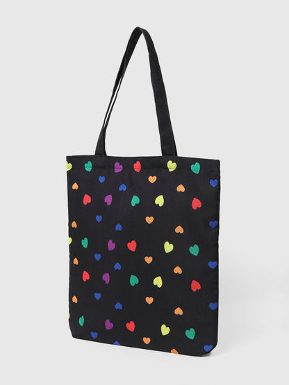 Misbu Black Heart Shopper Tote Bag