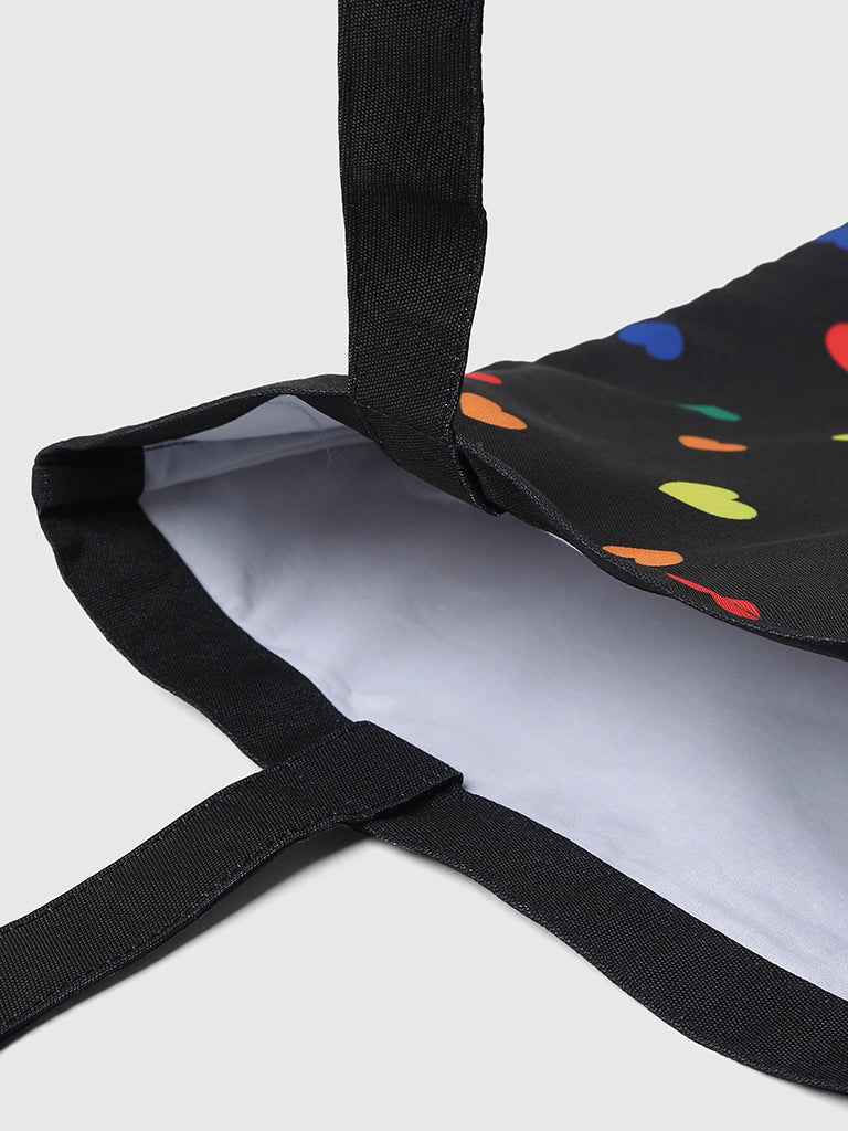 Misbu Black Heart Shopper Tote Bag
