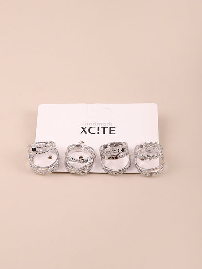 Xcite Exclusive Silver Finger Ring Set Of 8