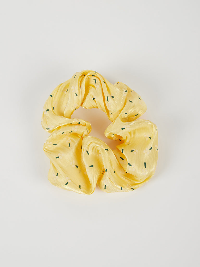 Misbu Yellow & Pink Floral Organza Scrunchies - Set of 2