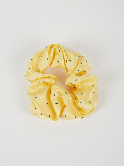 Misbu Yellow & Pink Floral Organza Scrunchies - Set of 2