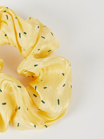 Misbu Yellow & Pink Floral Organza Scrunchies - Set of 2