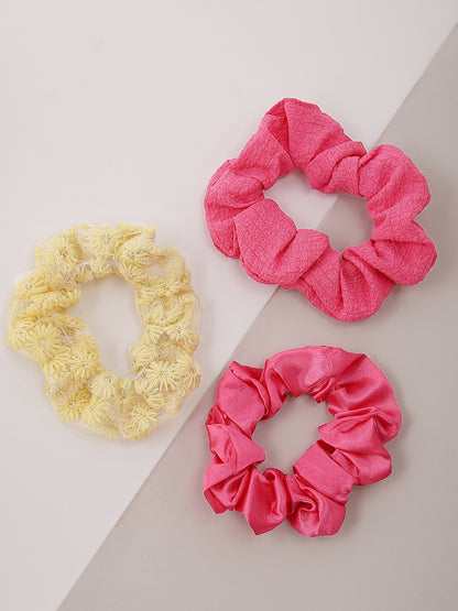 Misbu Yellow and Pink Scrunchies - Set of 2