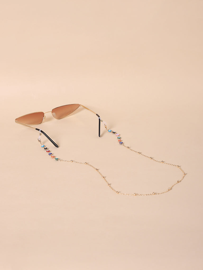 Misbeliv Gold Tone Multicolored Evil Eye Sunglasses Chain