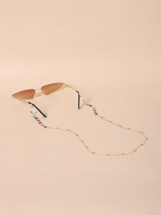 Misbeliv Gold Tone Multicolored Evil Eye Sunglasses Chain