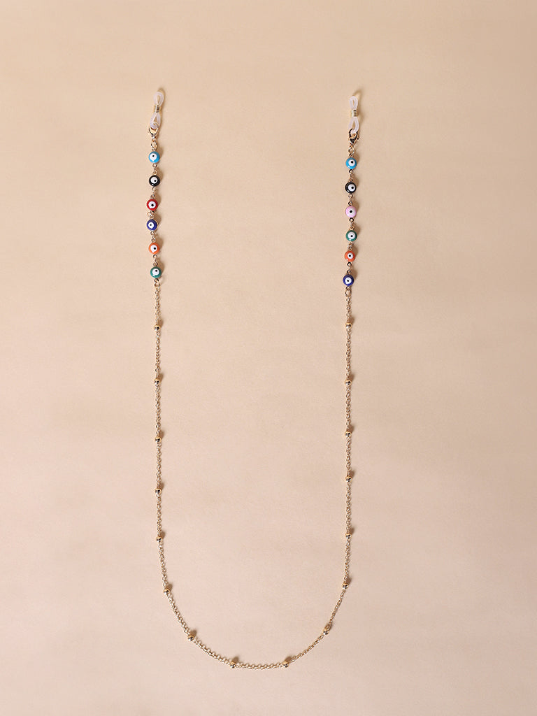 Misbeliv Gold Tone Multicolored Evil Eye Sunglasses Chain