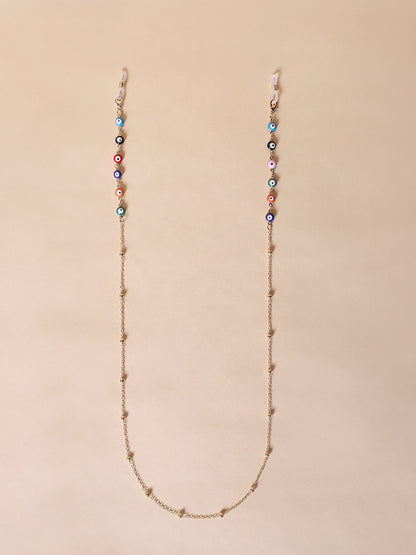 Misbeliv Gold Tone Multicolored Evil Eye Sunglasses Chain