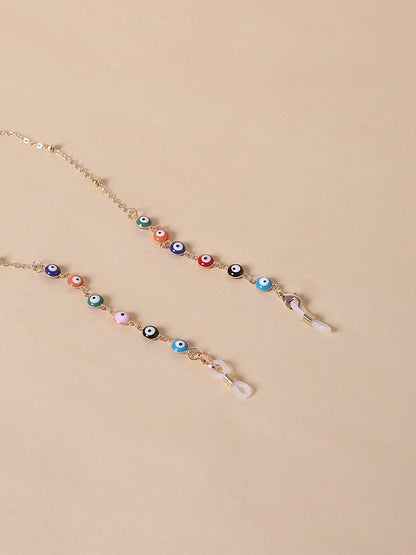 Misbeliv Gold Tone Multicolored Evil Eye Sunglasses Chain
