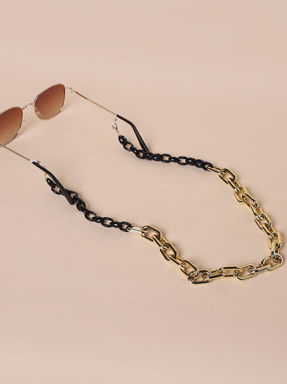 Misbeliv Gold And Black Braided Acrylic Sunglasses Chain