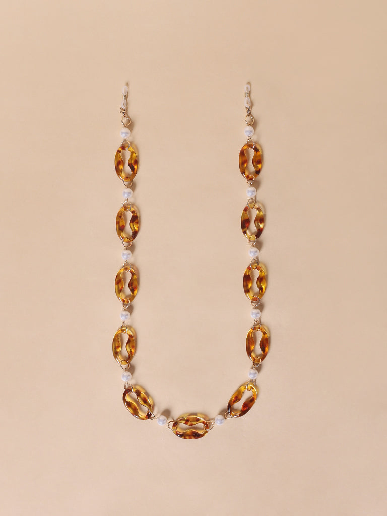 Misbeliv Pearl And Brown Acrylic Sunglasses Chain