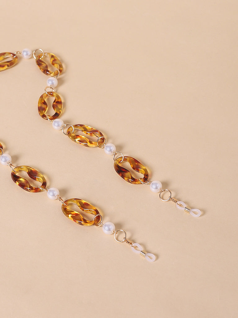Misbeliv Pearl And Brown Acrylic Sunglasses Chain