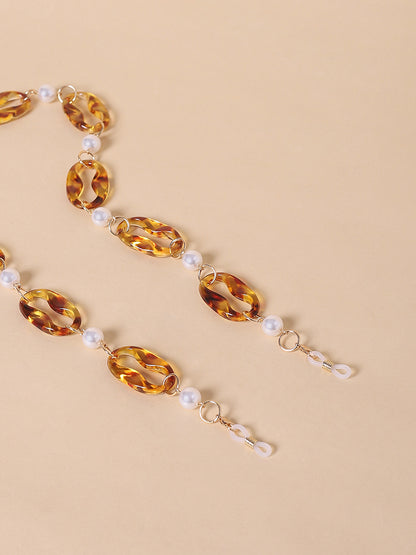 Misbeliv Pearl And Brown Acrylic Sunglasses Chain