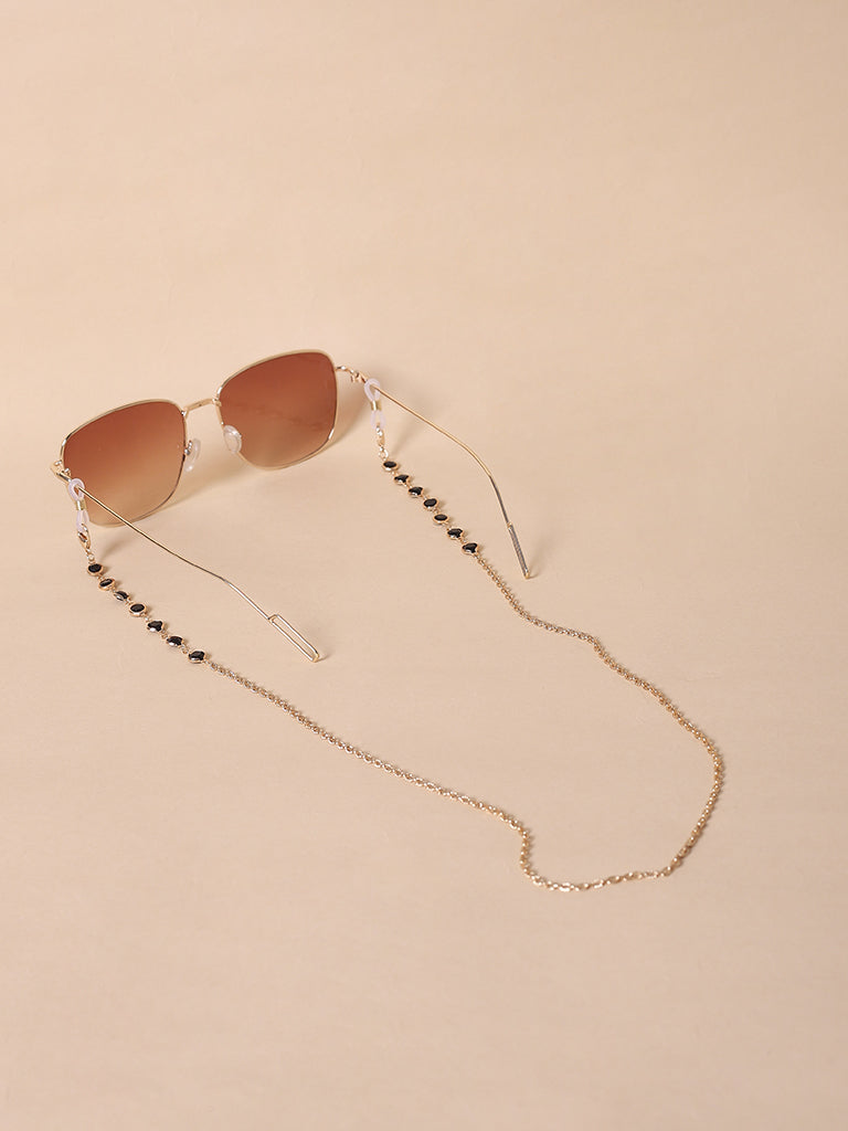 Misbeliv Gold-Tone And Black Stone Sunglasses Chain