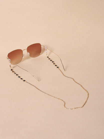 Misbeliv Gold-Tone And Black Stone Sunglasses Chain