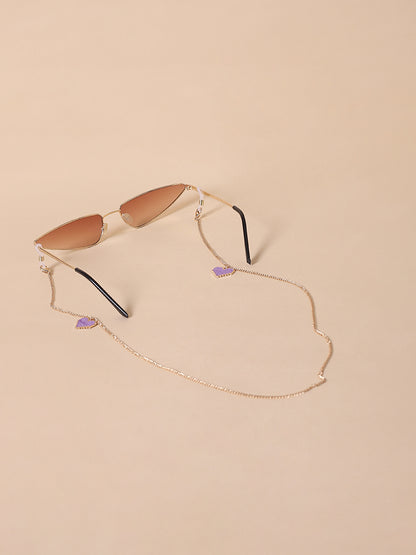Misbeliv Pink Heart-Shaped Gold-Tone Sunglasses Chain.