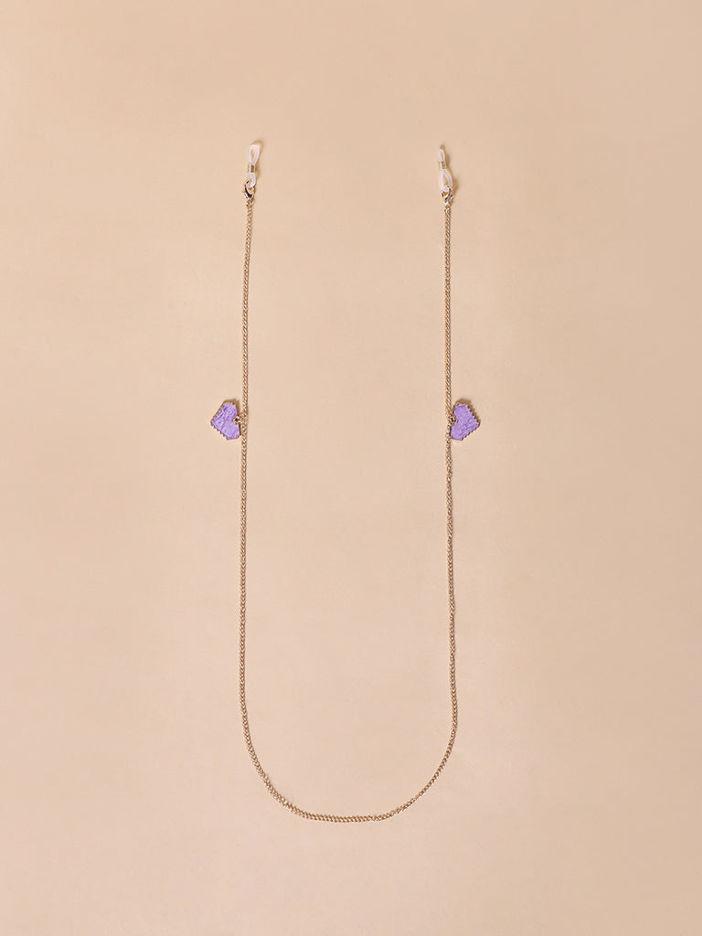 Misbeliv Pink Heart-Shaped Gold-Tone Sunglasses Chain.