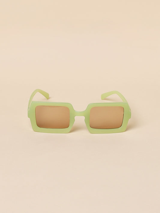 Misbu Xclusive Green Neon Rectangle Sunglasses