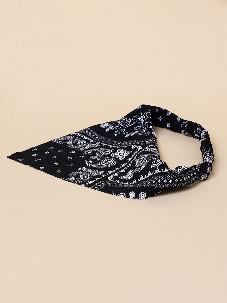 Misbu Black Floral Scarf