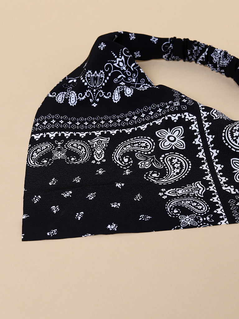 Misbu Black Floral Scarf