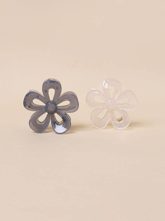 Misbu Xclusive Grey Daisy Clutcher - Set Of 2