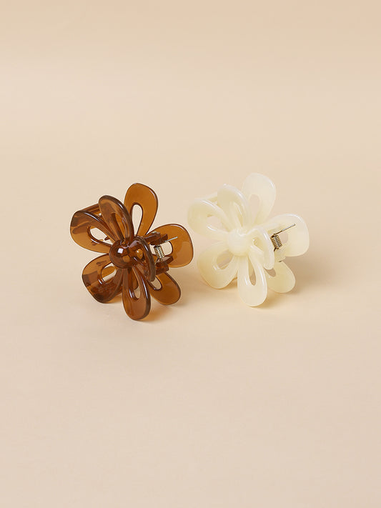 Misbu Xclusive Brown Daisy Clutcher - Set Of 2