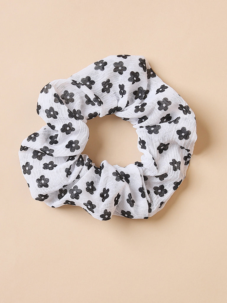 Misbu Black Floral Organza Scrunchy