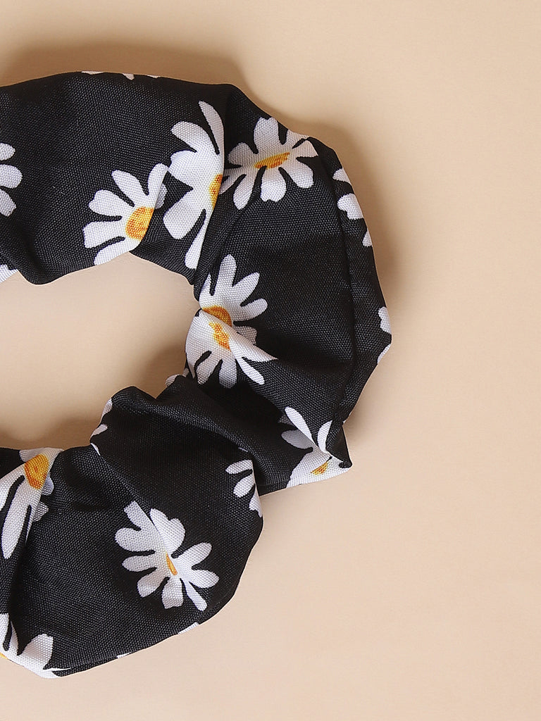 Misbu Black Floral Organza Scrunchy
