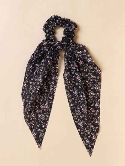 Misbu Black Floral Scarf Scrunchie