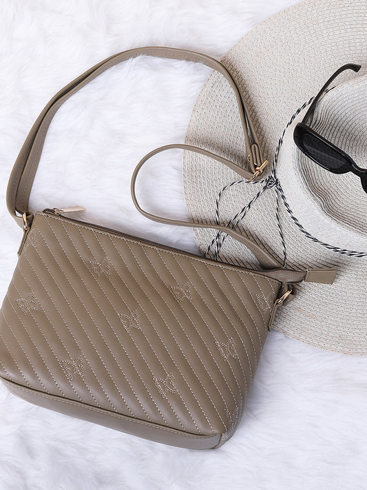 Misbu Butterfly Quilted Khaki Sling Bag