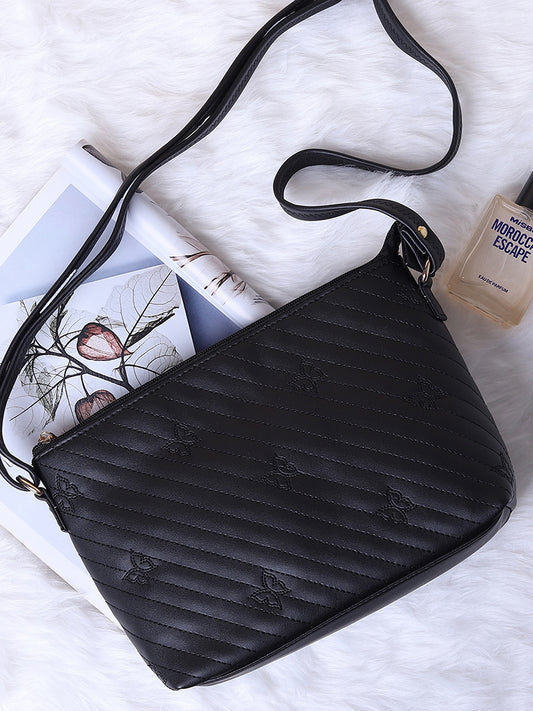 Misbu Butterfly Quilted Black Sling Bag