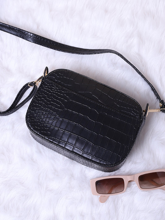 Misbu Black - Croc Box Sling Bag