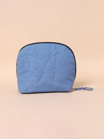 Misbu Atlantic Blue Butterfly Design Quilted Pouch