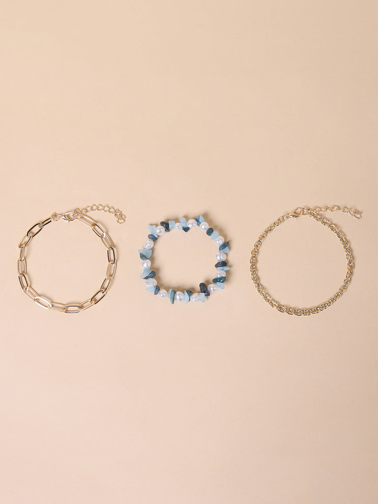 Misbu Blue Stones & Link Chain Bracelet