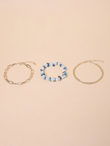 Misbu Blue Stones & Link Chain Bracelet