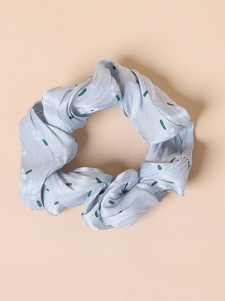 Misbu Blue Floral Scrunchies - Set of 3