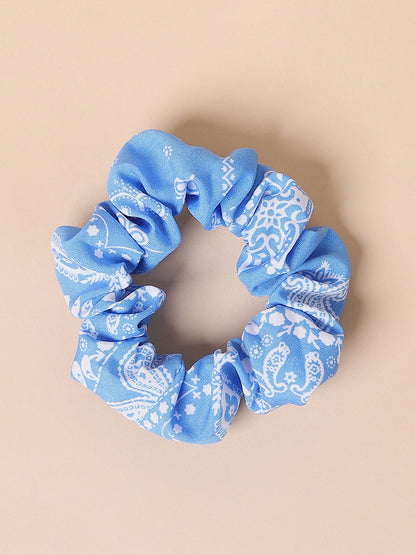 Misbu Blue Floral Scrunchies - Set of 3
