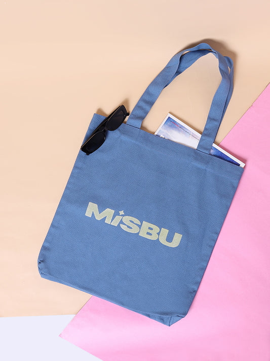 Misbu Blue Canvas Shopper Tote Bag