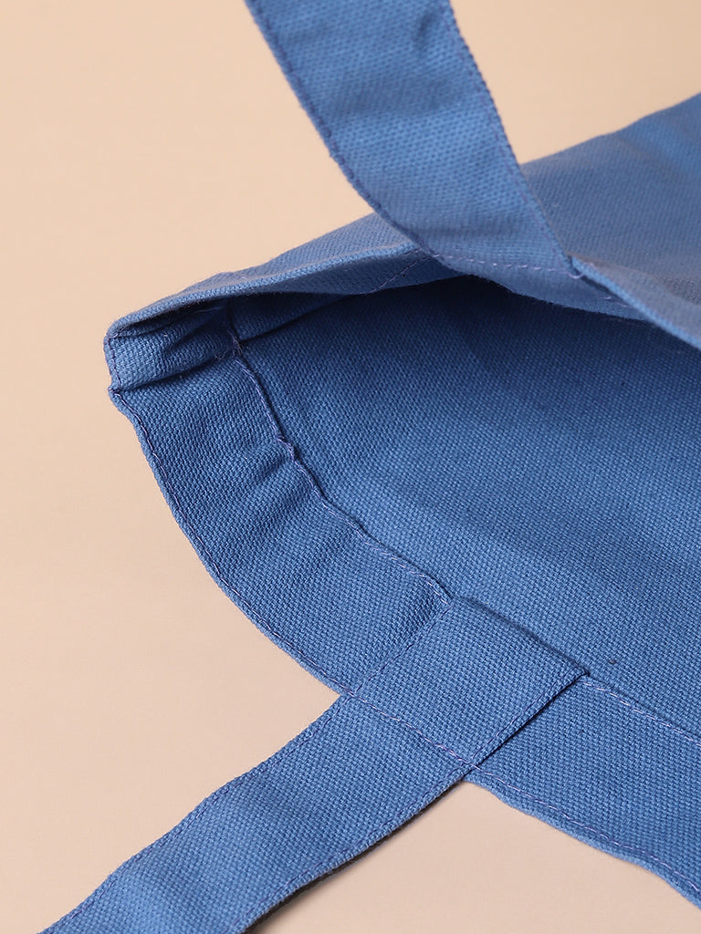 Misbu Blue Canvas Shopper Tote Bag