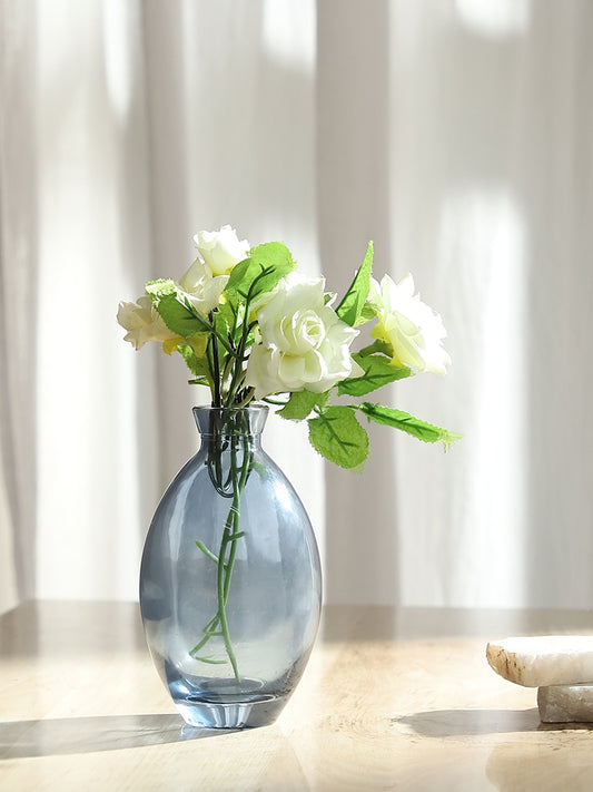 Misbu Blue Tall Jar Shaped Glass Vase