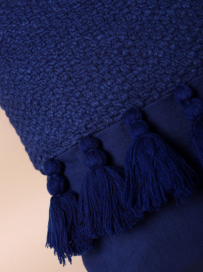 Misbu Blue Chunky Tassel Cushion Cover