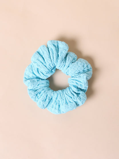 Misbu Blue Hakoba self Textured Scrunchy - Set Of 2