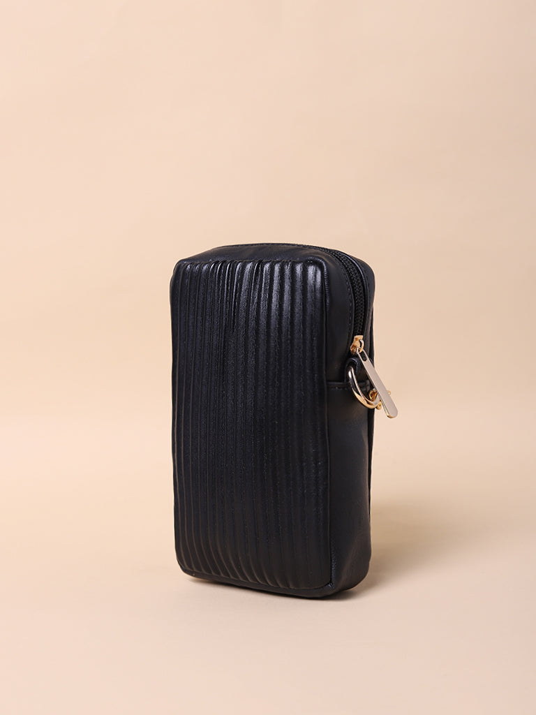 Misbu Black Stripe Textured Mobile Sling Bag